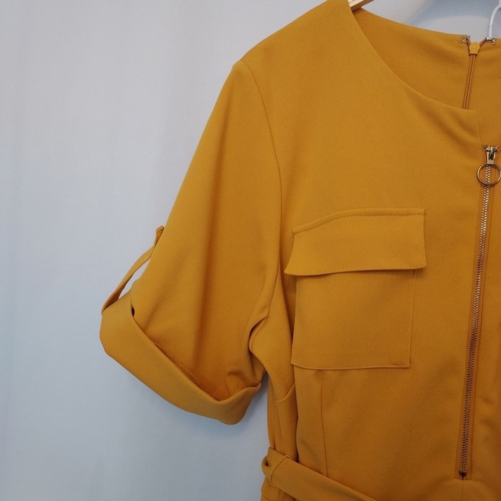 Other Shelby and Palmer Mustard Yellow Fit and Flare Zip Dress Size XXL / US 16-18 / IT 52-54 - 4 Thumbnail