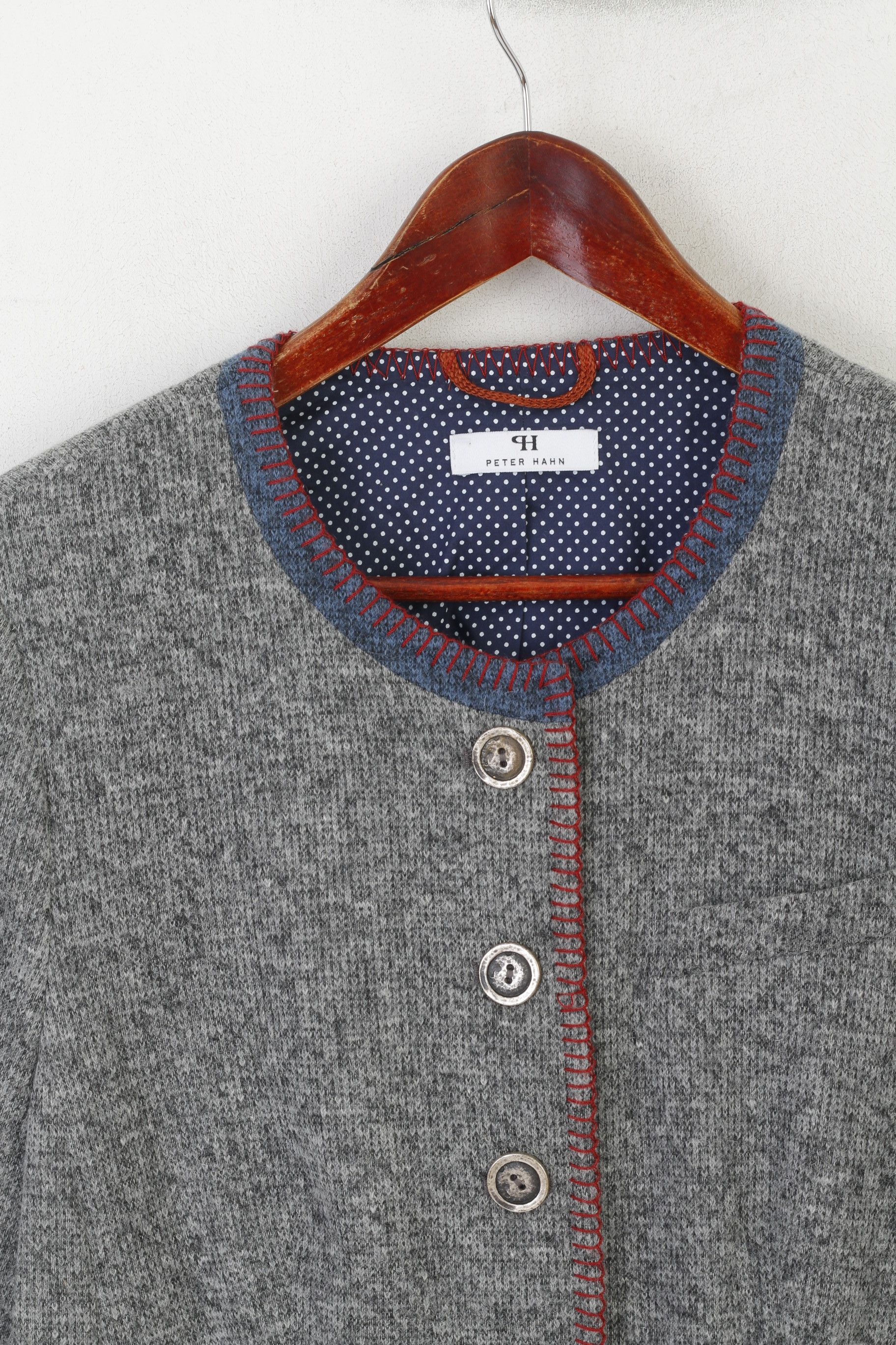 Vintage Peter Hahn Women 42 16 L Cardigan Gray Wool 6217 Size L / US 10 / IT 46 - 3 Thumbnail