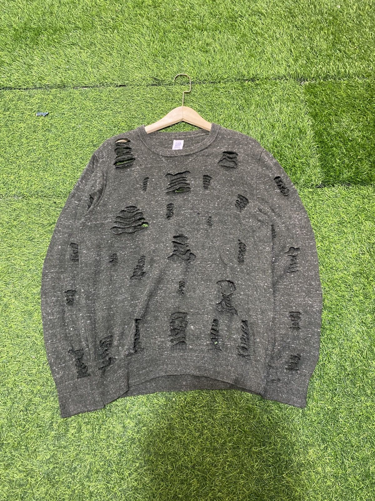 If Six Was Nine × Japanese Brand × Le Grande Bleu (L.G.B.) Gap knit Olive green Distressed punk Style Size US M / EU 48-50 / 2 - 3 Thumbnail