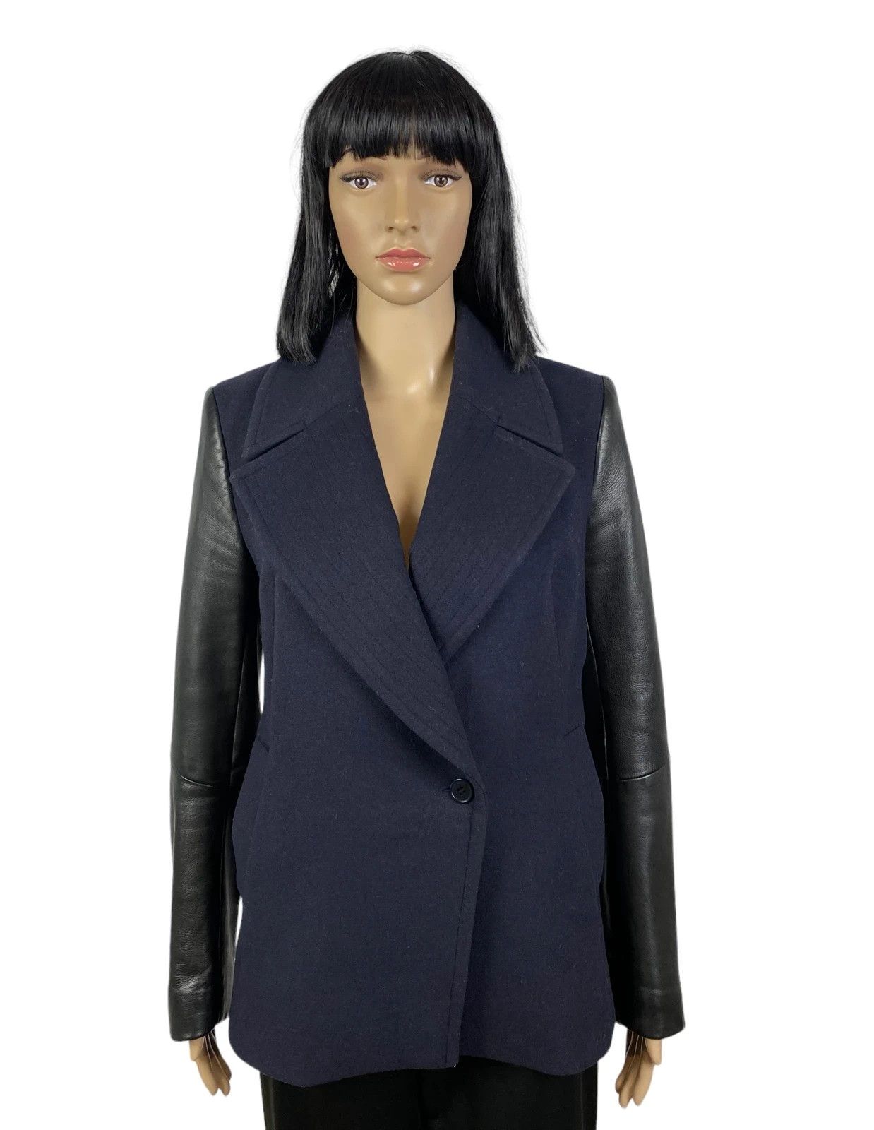 Reiss Reiss Fante Wool Coat Genuine Leather Sleeves size S Size S / US 4 / IT 40 - 1 Thumbnail