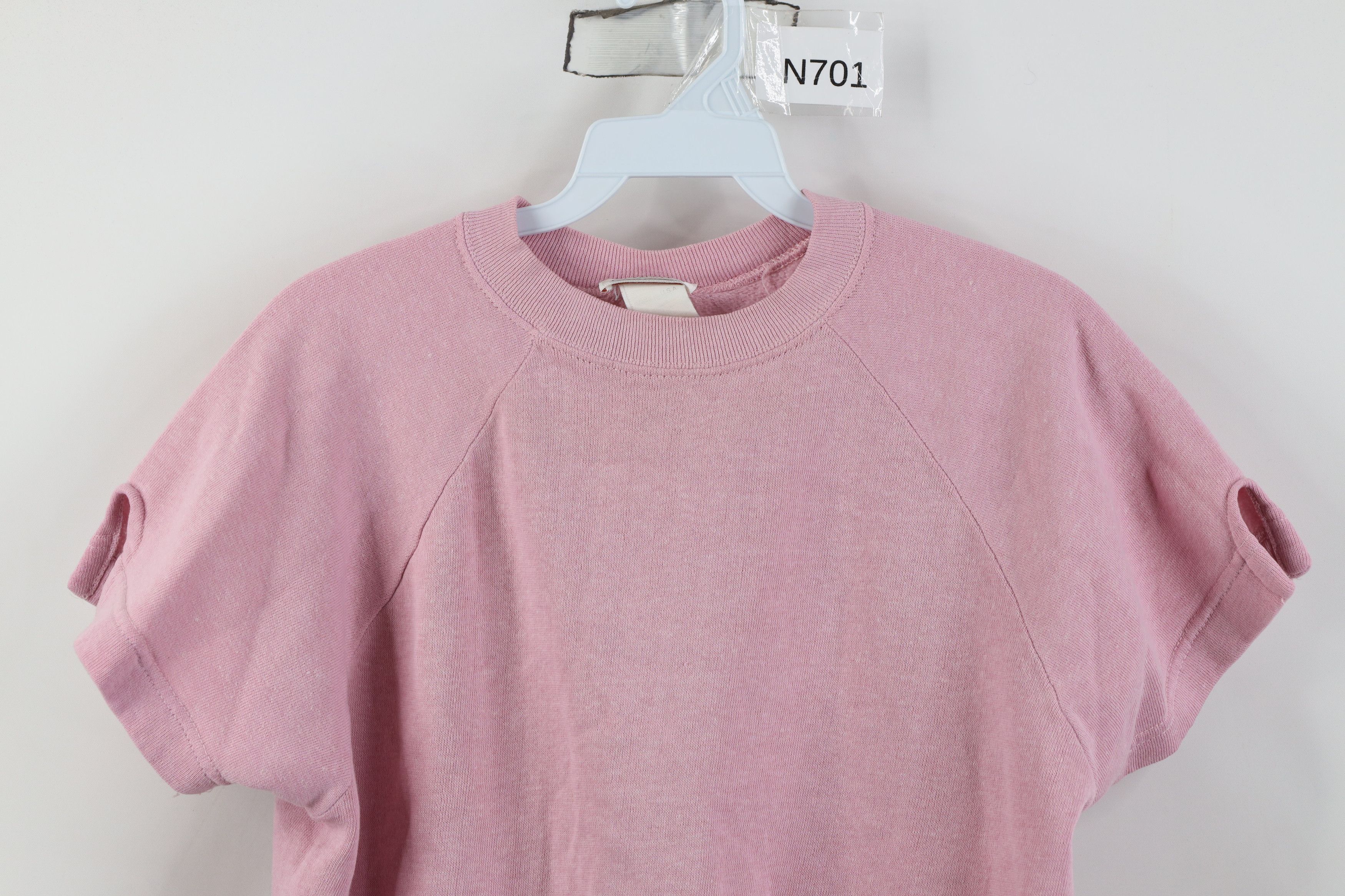 Vintage Vintage 70s Streetwear Short Sleeve Sweatshirt Pink USA Size L / US 10 / IT 46 - 2 Thumbnail