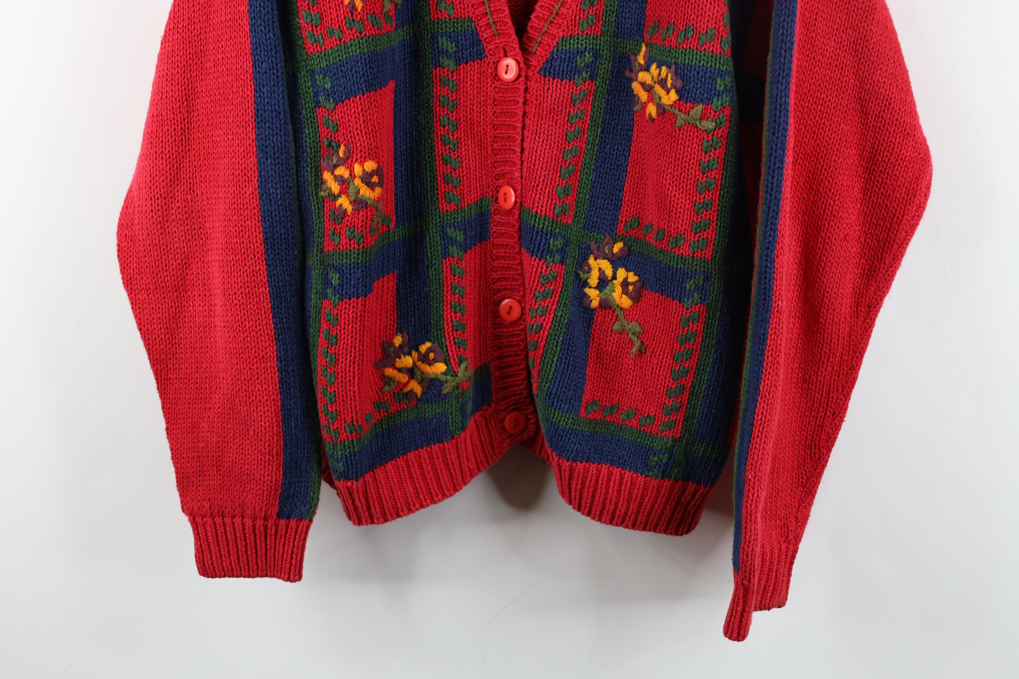 Vintage Vintage 90s Streetwear Embroidered Knit Cardigan Sweater Size L / US 10 / IT 46 - 3 Thumbnail