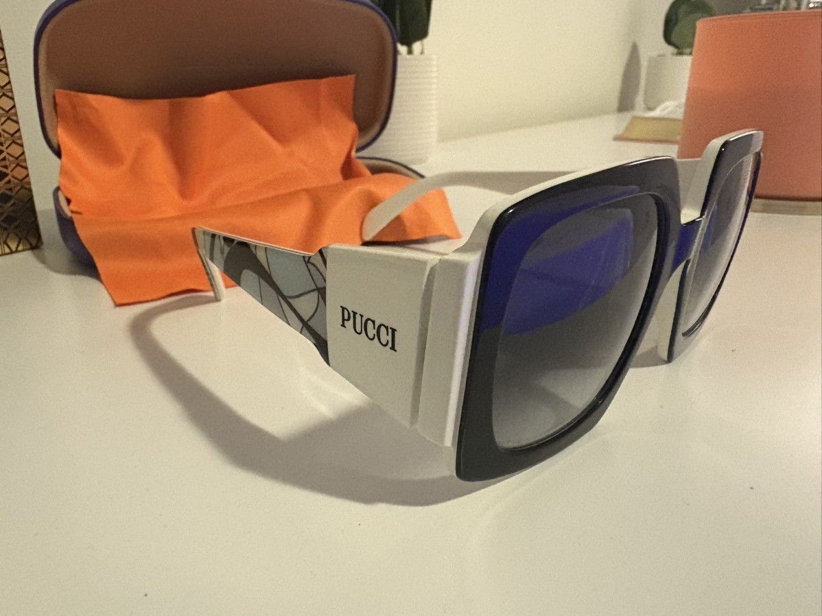 Emilio Pucci Emilio Pucci White and Blue Sunglasses Size ONE SIZE - 6 Thumbnail