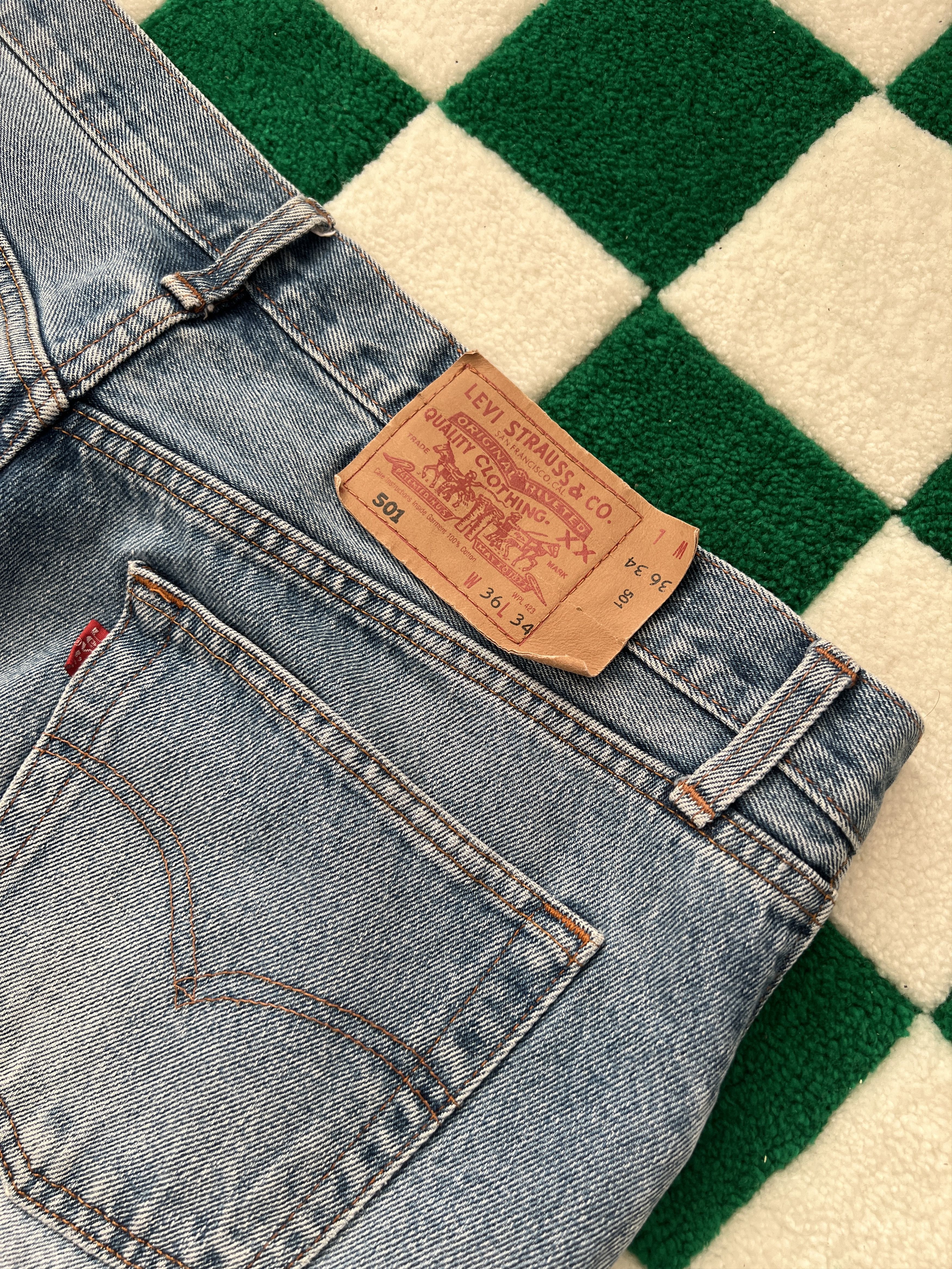 Levi's Vintage 90s Levis 501 Denim Jeans 36x34 Size US 36 / EU 52 - 3 Thumbnail