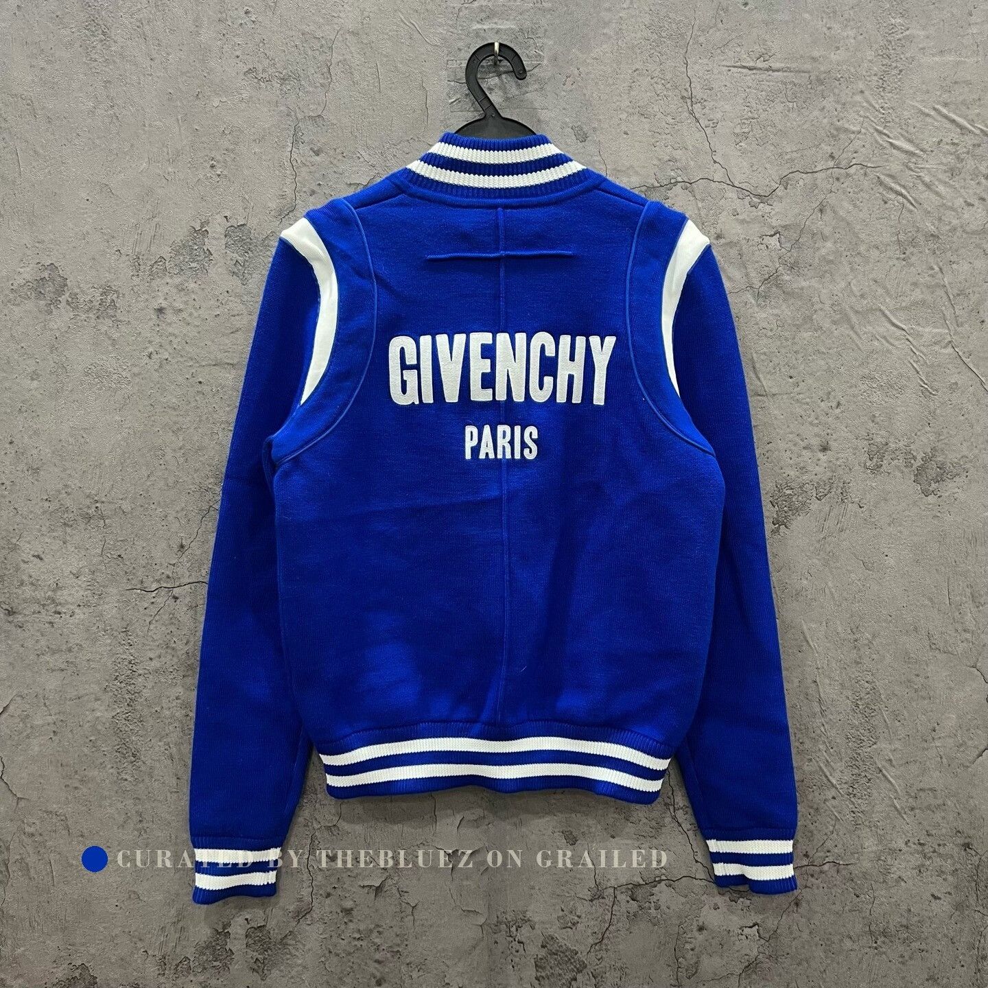 Givenchy Givenchy White Blue Wool Knit Baseball Jacket Size US S / EU 44-46 / 1 - 1 Thumbnail
