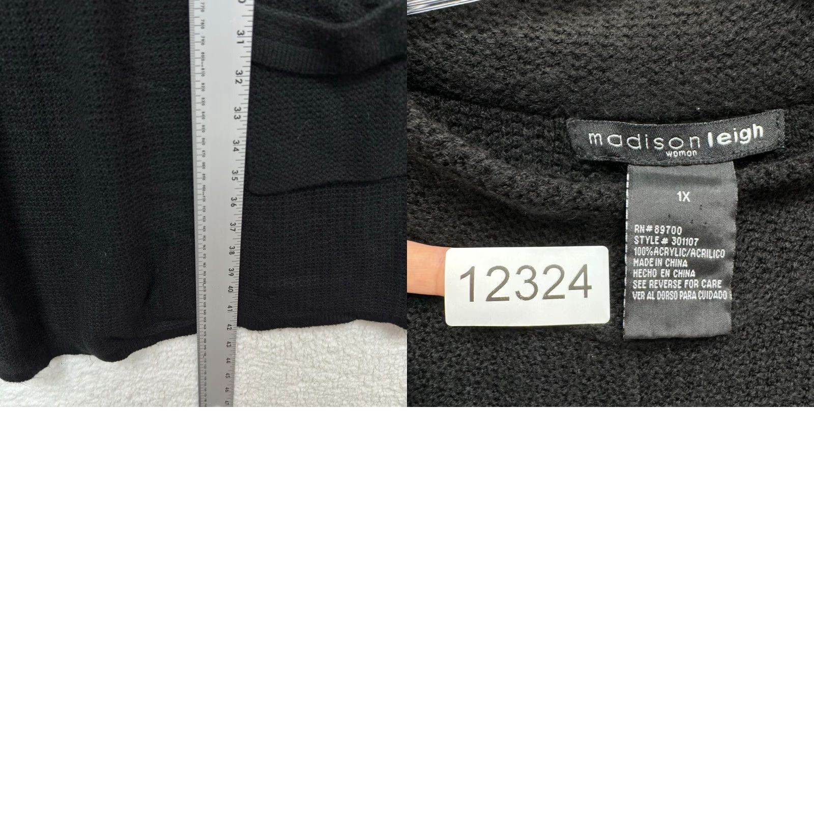Madison Madison Leigh Plus Size Sweater Midi Dress 1X Black Knit High Mock Neck Career Size XL / US 12-14 / IT 48-50 - 8 Thumbnail