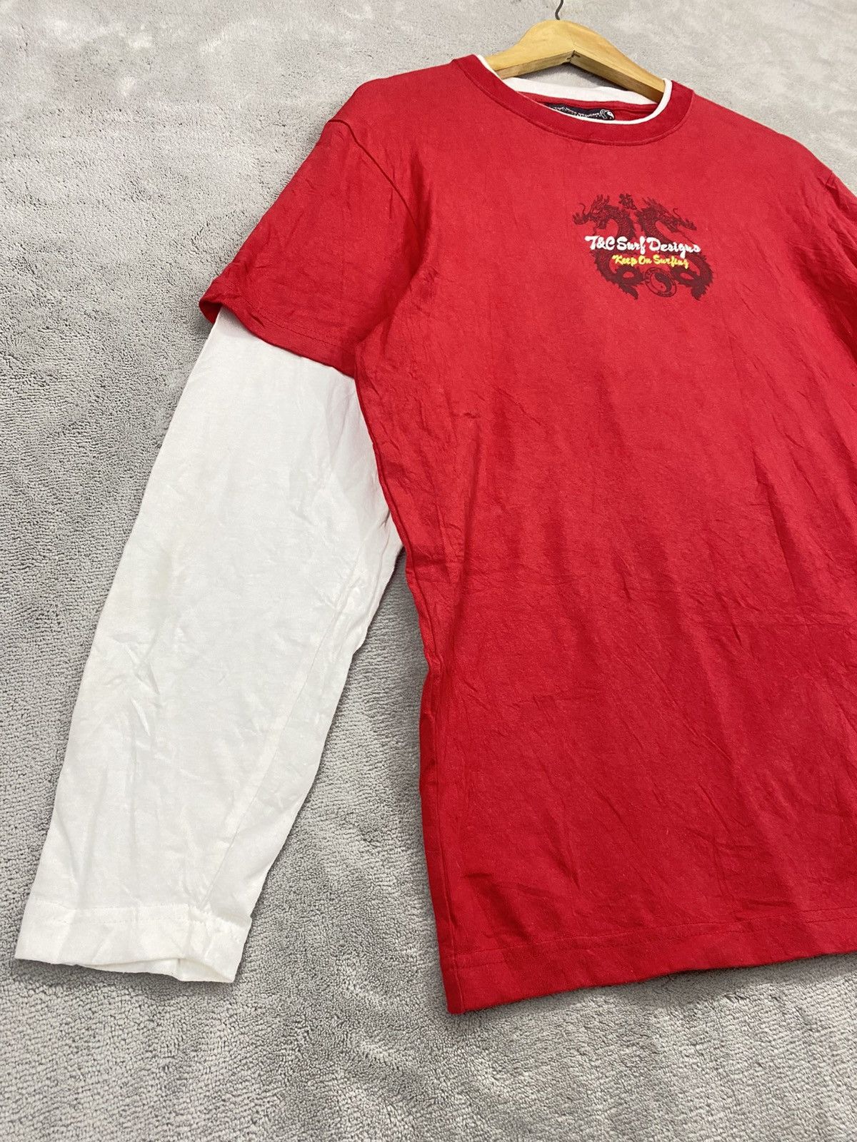 Vintage VINTAGE Y2K T&C SURF DOUBLE SLEEVE LS TEE SURFING🔥 Size US L / EU 52-54 / 3 - 4 Thumbnail