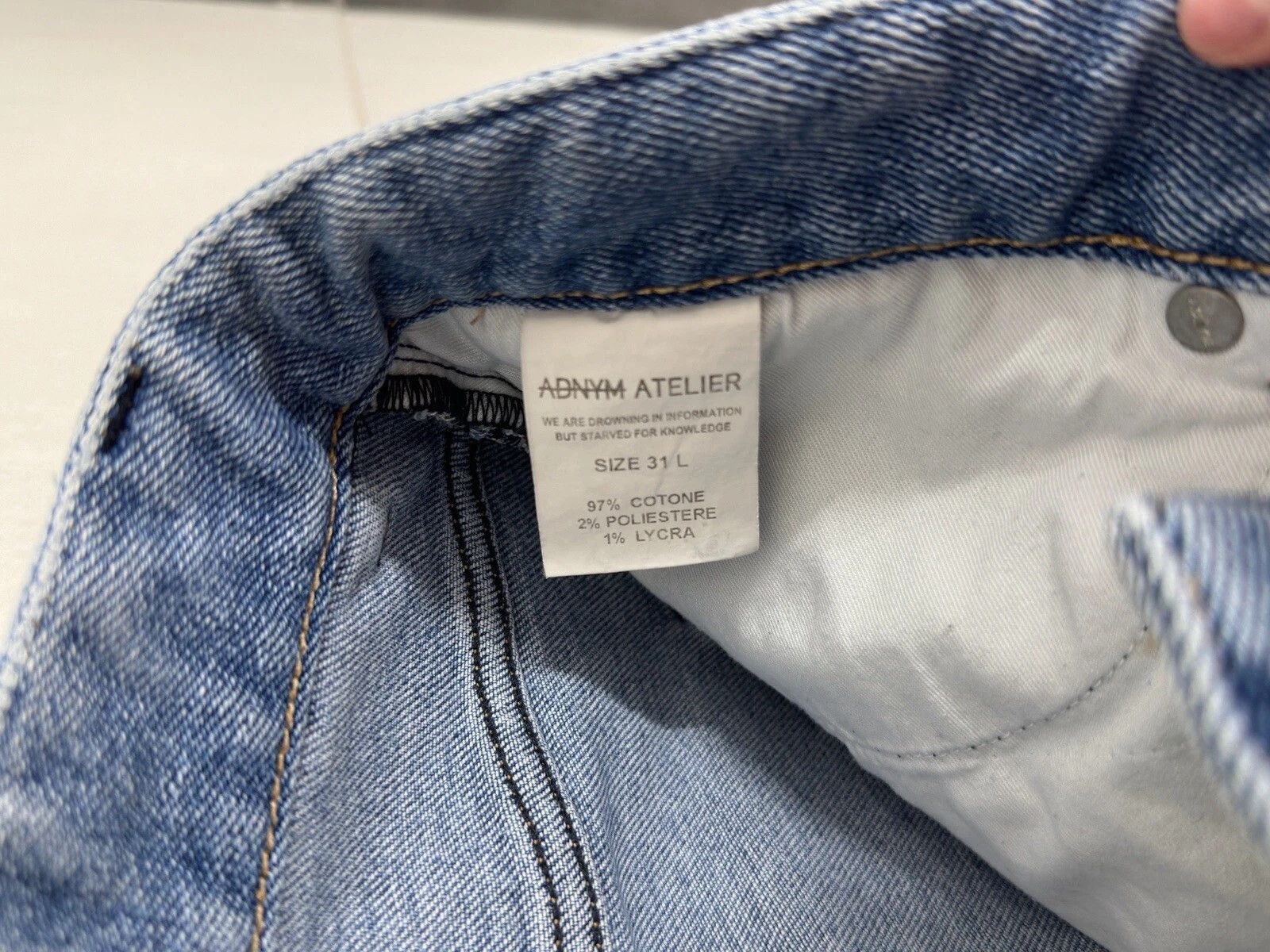 ADNYM ATELIER ADNYM ATELIER UNISEX JEANS BLUE PANTS MENS size 31 L ITALY Size US 31 - 10 Thumbnail