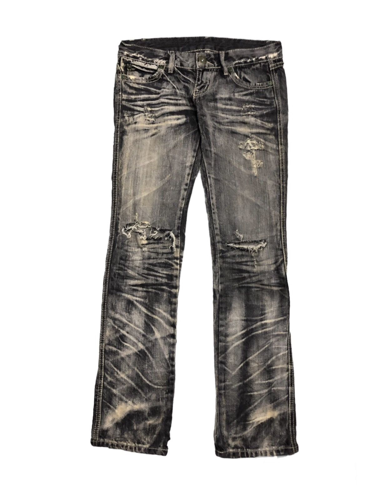 14th Addiction 2000s Japanese Brand SpRay Distressed Flared Denim Size US 29 - 2 Thumbnail