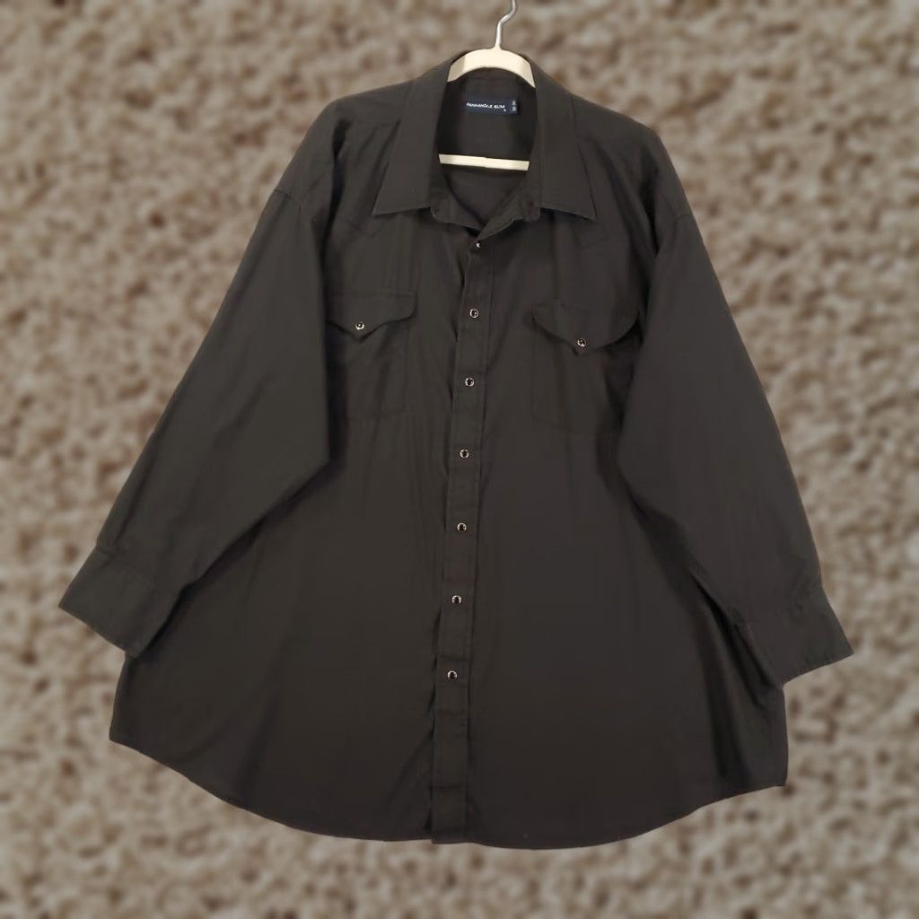 Vintage Panhandle Slim Shirt Mens 20 35 Black Pearl Snap Long Sleeve Button Up Western Size US XXL / EU 58 / 5 - 1 Thumbnail
