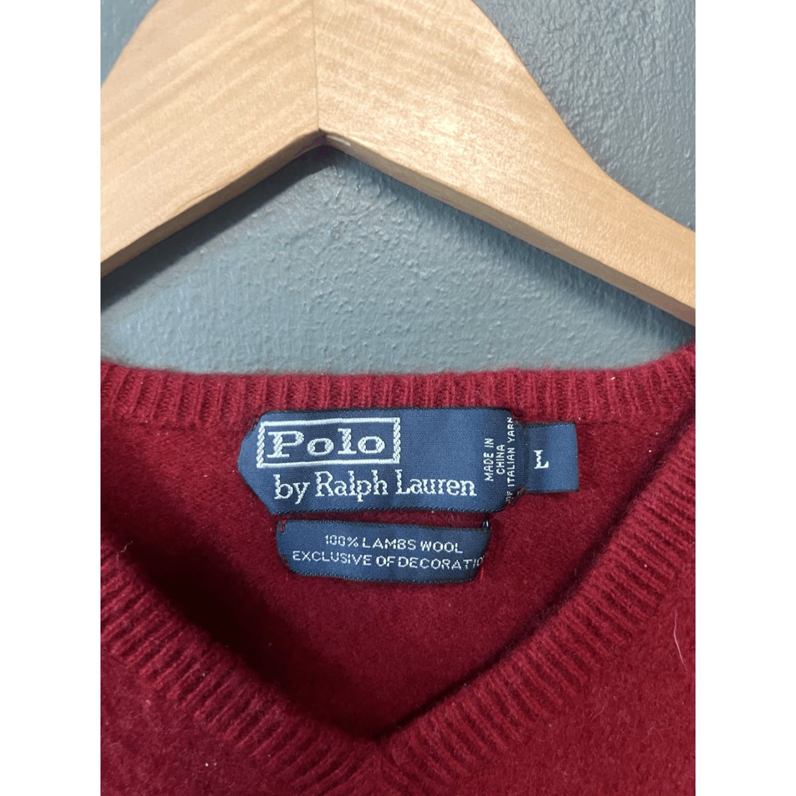 Ralph Lauren Polo Ralph Lauren Womens Red Lambs Wool Pullover Sweatshirt Size Large Size L / US 10 / IT 46 - 3 Thumbnail