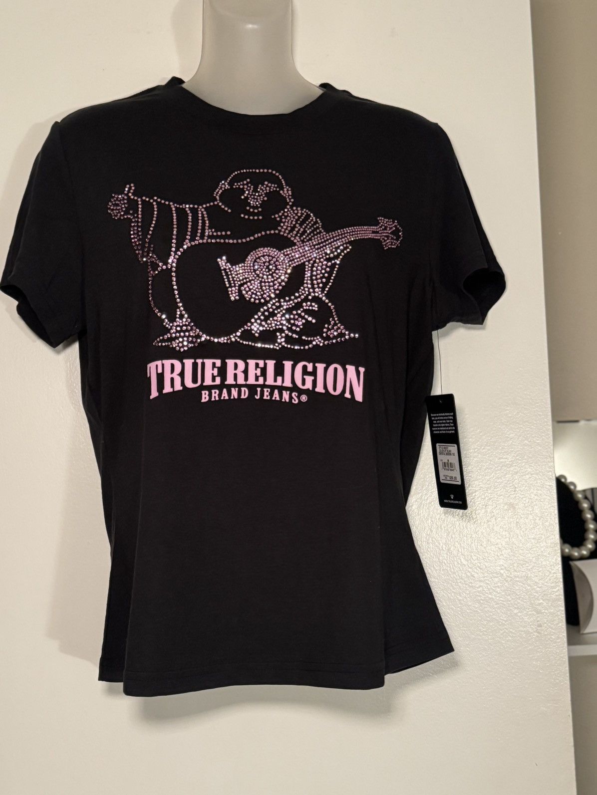 True Religion True Religion Pink Crystal Buddha Tee – Y2K Rhinestone Size M / US 6-8 / IT 42-44 - 1 Thumbnail