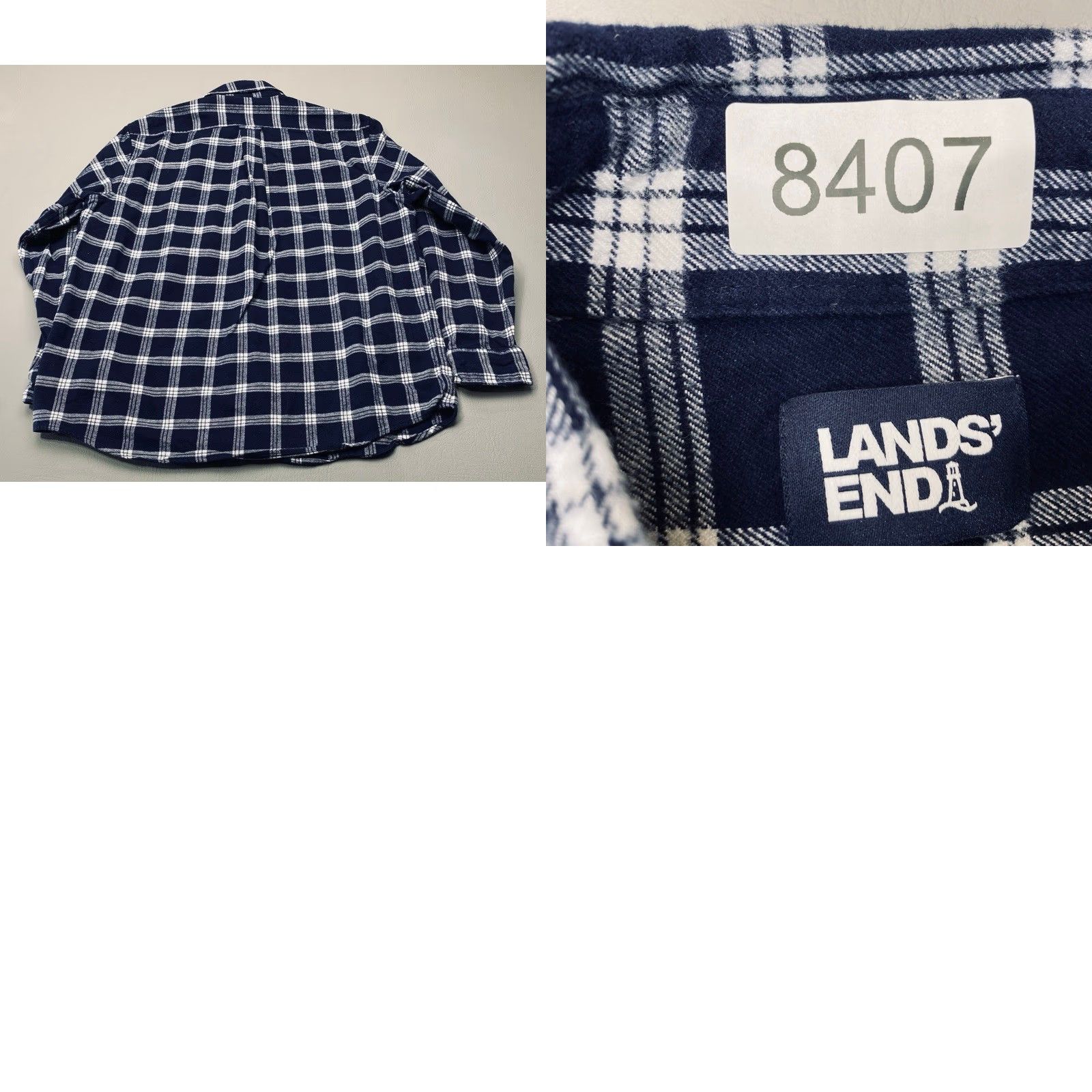 Lands' End VINTAGE Lands' End Flagship Flannel Shirt Mens XL Blue White Plaid Traditional Fit 8407 Size US XL / EU 56 / 4 - 9 Thumbnail