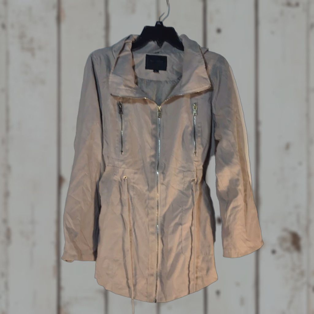 Vintage Miss London Black Label Khaki Light Jacket Womens Size L EUC Full Zip Softshell Mid-Length Long Sleeve Casual Size L / US 10 / IT 46 - 1 Thumbnail