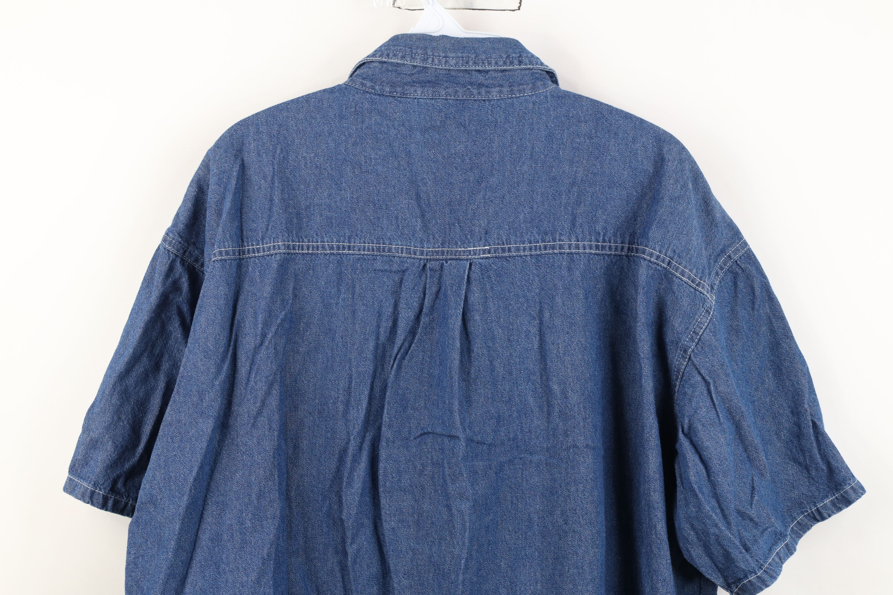 Vintage Vintage 90s Streetwear Embroidered Denim Jean Button Shirt Size 4XL / US 24-26 - 11 Thumbnail