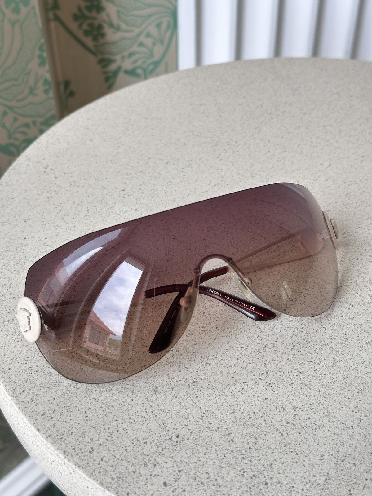 Versace VERSACE Shield Mask Beige Brown Medusa Sunglasses Mod. 2038 Size ONE SIZE - 6 Thumbnail