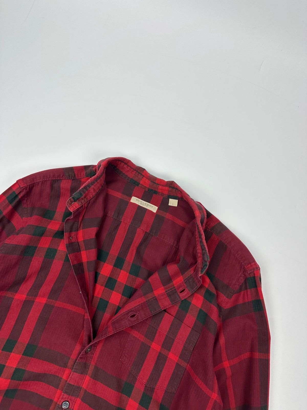 Burberry Burberry 00’s Red & Black Checkered Tartan Longsleeves Shirt Size US L / EU 52-54 / 3 - 3 Thumbnail