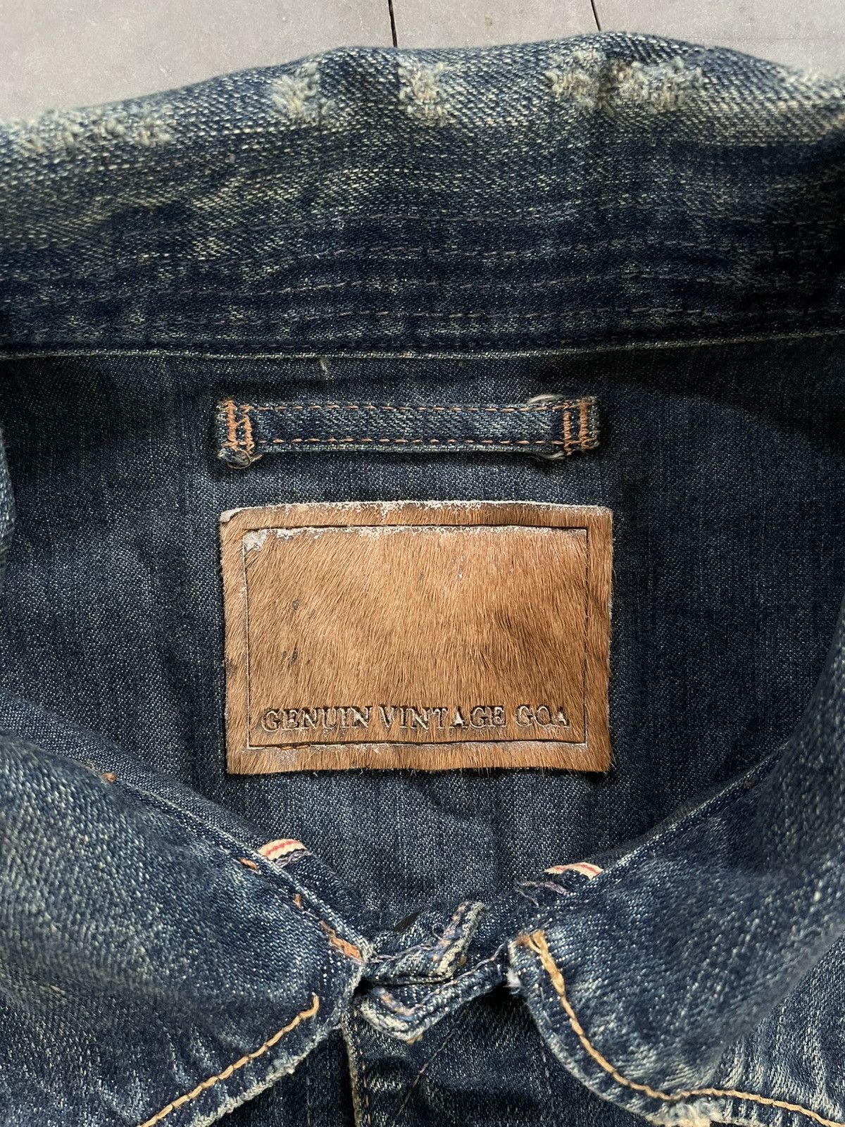 GOA GOA Selvedge Distressed Denim Jacket Hair on Hide Patch Size US M / EU 48-50 / 2 - 3 Thumbnail