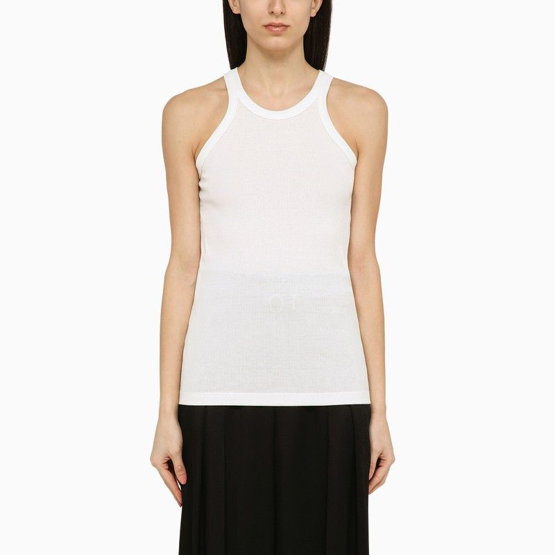 image of Sportmax White Cotton And Silk Tank Top, Women's (Size Large)