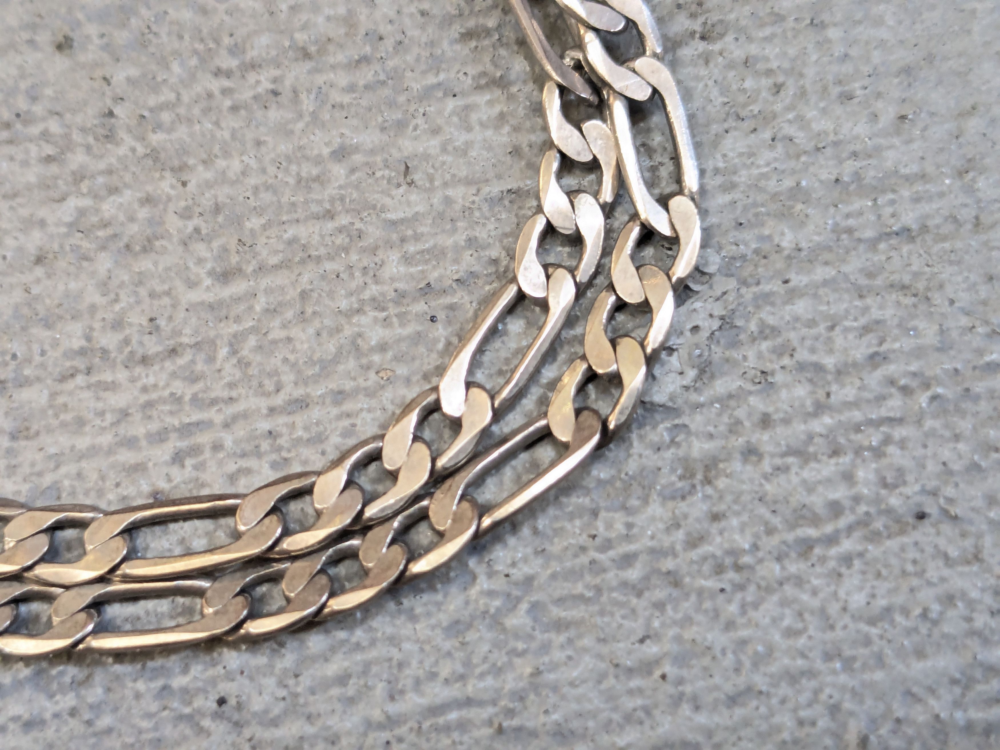 Jewelry Sterling Silver Bracelet 20" Figaro Italy Biker Punk Size ONE SIZE - 2 Thumbnail