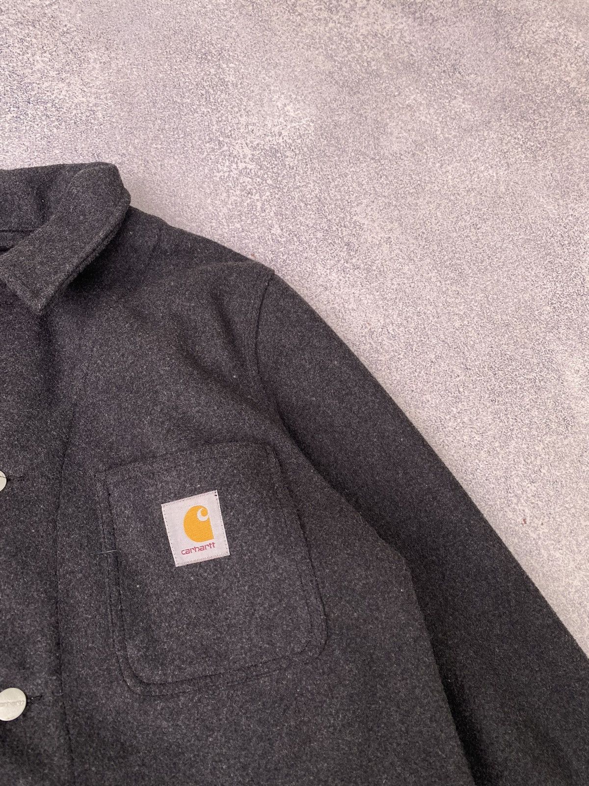 Carhartt × Vintage Vintage Carhartt woolen gil grey Coat Size US L / EU 52-54 / 3 - 5 Thumbnail