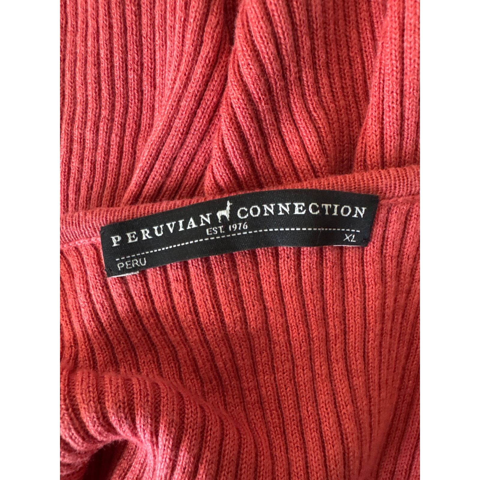 Other PERUVIAN CONNECTION Ribbed V Neck Long Sleeve Sweater Red Size XL / US 12-14 / IT 48-50 - 6 Thumbnail