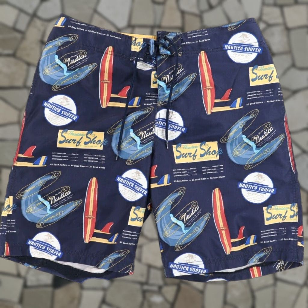 Nautica VTG Nautica Board Shorts Shirt Navy Blue 34 Men 20" All Over Print Surf Shop Nautica 34 Mens VTG Size US 34 / EU 50 - 1 Thumbnail