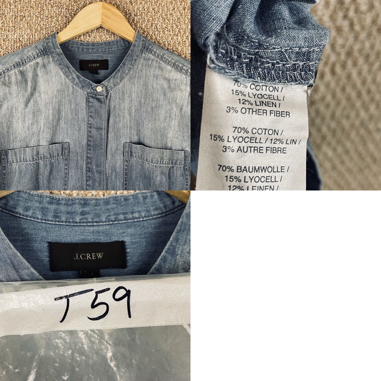 J.Crew J.Crew Denim Chambray Romper Women's 14 Blue Short Sleeve Button 2010s Y2K T59 Size 36" / US 14 / IT 50 - 10 Thumbnail