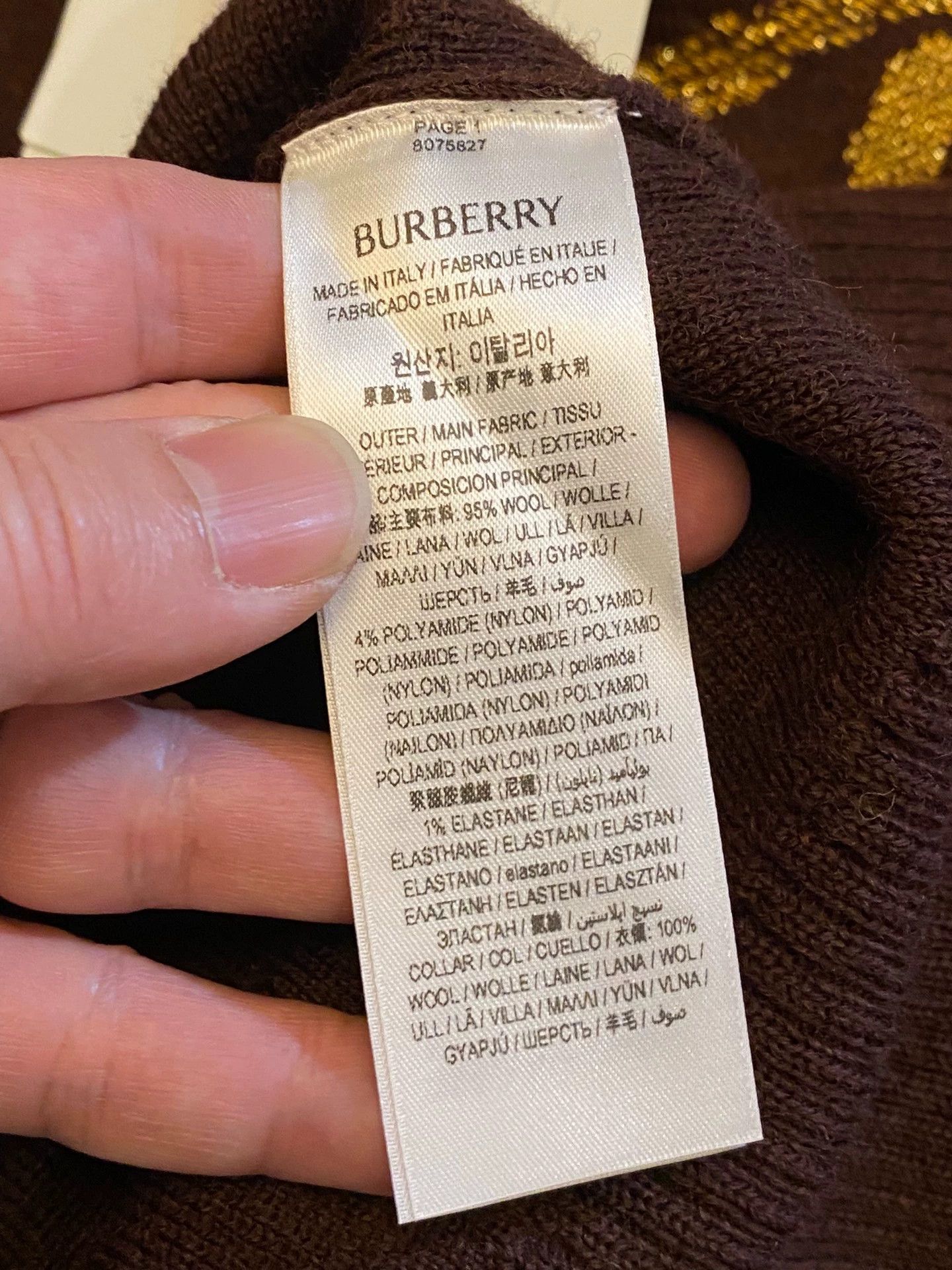 Burberry Burberry Men's Gold Rose Embroidered Wool Sweater Size US M / EU 48-50 / 2 - 9 Thumbnail