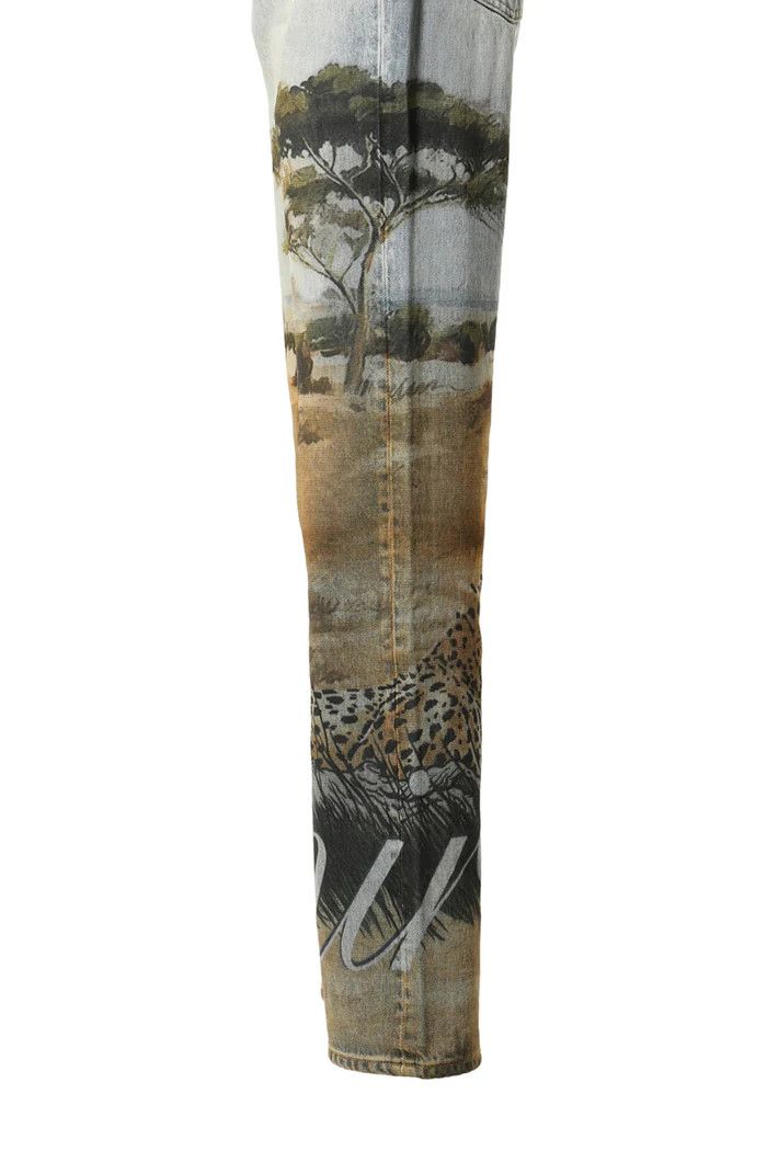 Amiri o1c11t2y0424 Printed Safari Straight Denim Jeans in Blue Size US 34 / EU 50 - 7 Thumbnail