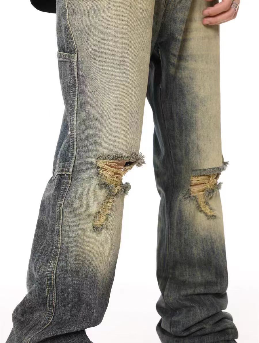 Japanese Brand × Jean Vintage washed ripped hip hop straight leg jeans Size US 32 / EU 48 - 3 Thumbnail