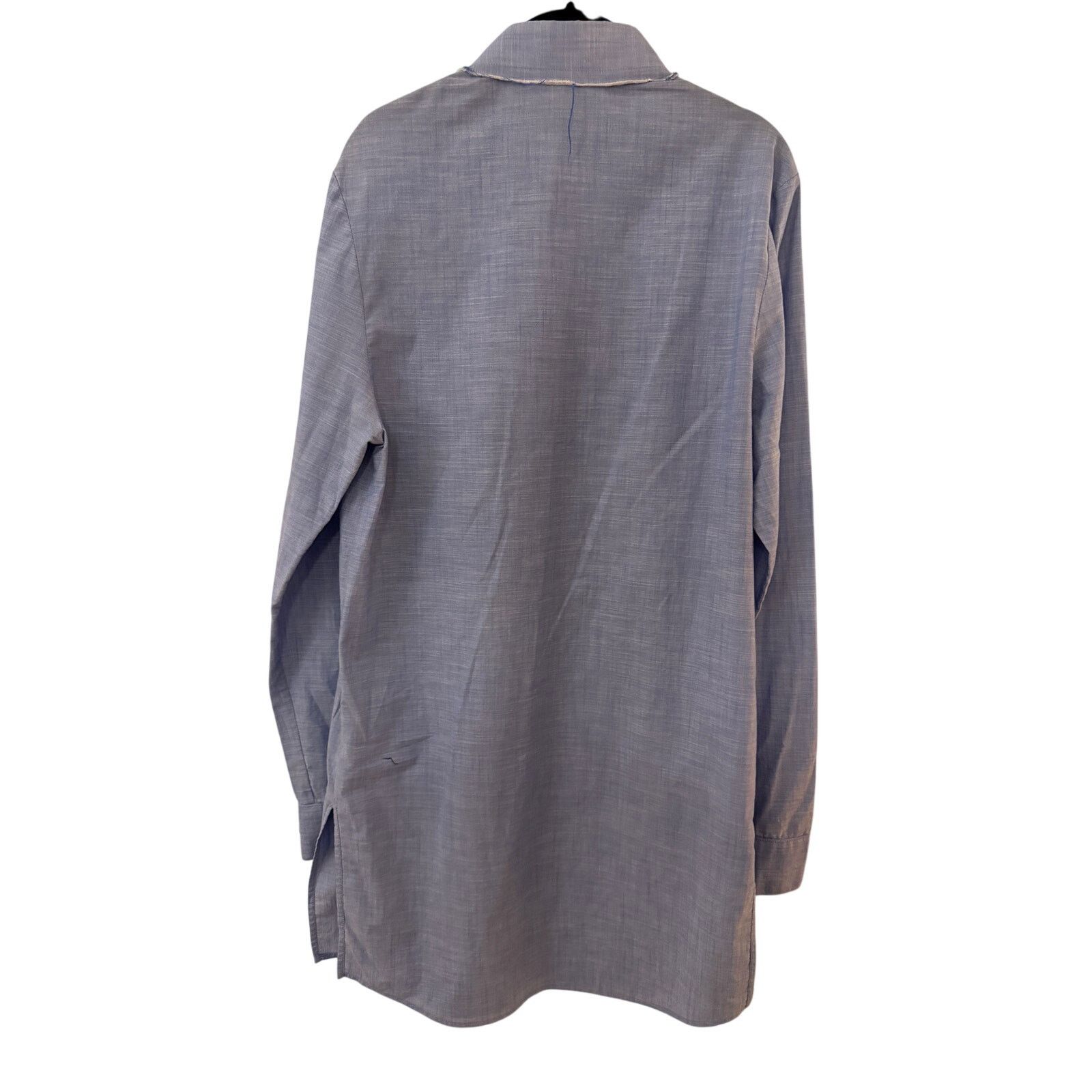 Rochambeau Rochambeau Blue Cotton Distressed Collar Button Down Shirt Size US L / EU 52-54 / 3 - 2 Thumbnail