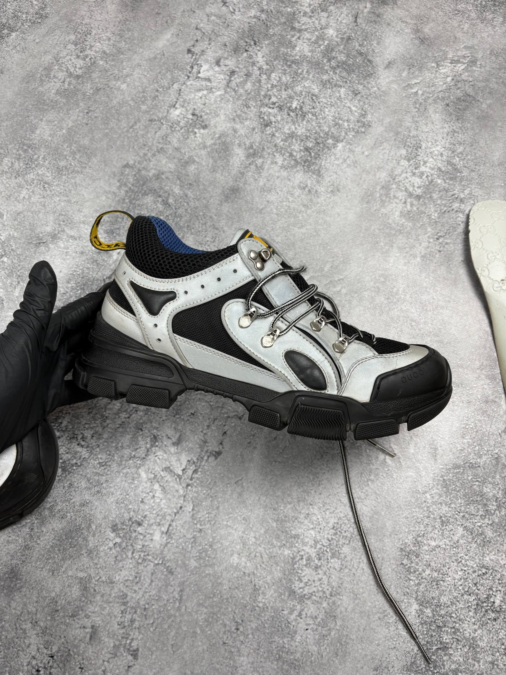 Gucci Gucci FLASHTREK Men’s Black Mesh/Gray Leather Low Sneakers Size US 8 / EU 41 - 3 Thumbnail