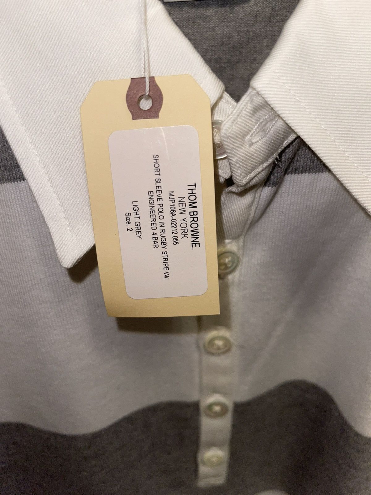 Thom Browne Thom Browne Short Sleeve Polo in Rugby Stipe with 4bar Size US M / EU 48-50 / 2 - 5 Thumbnail