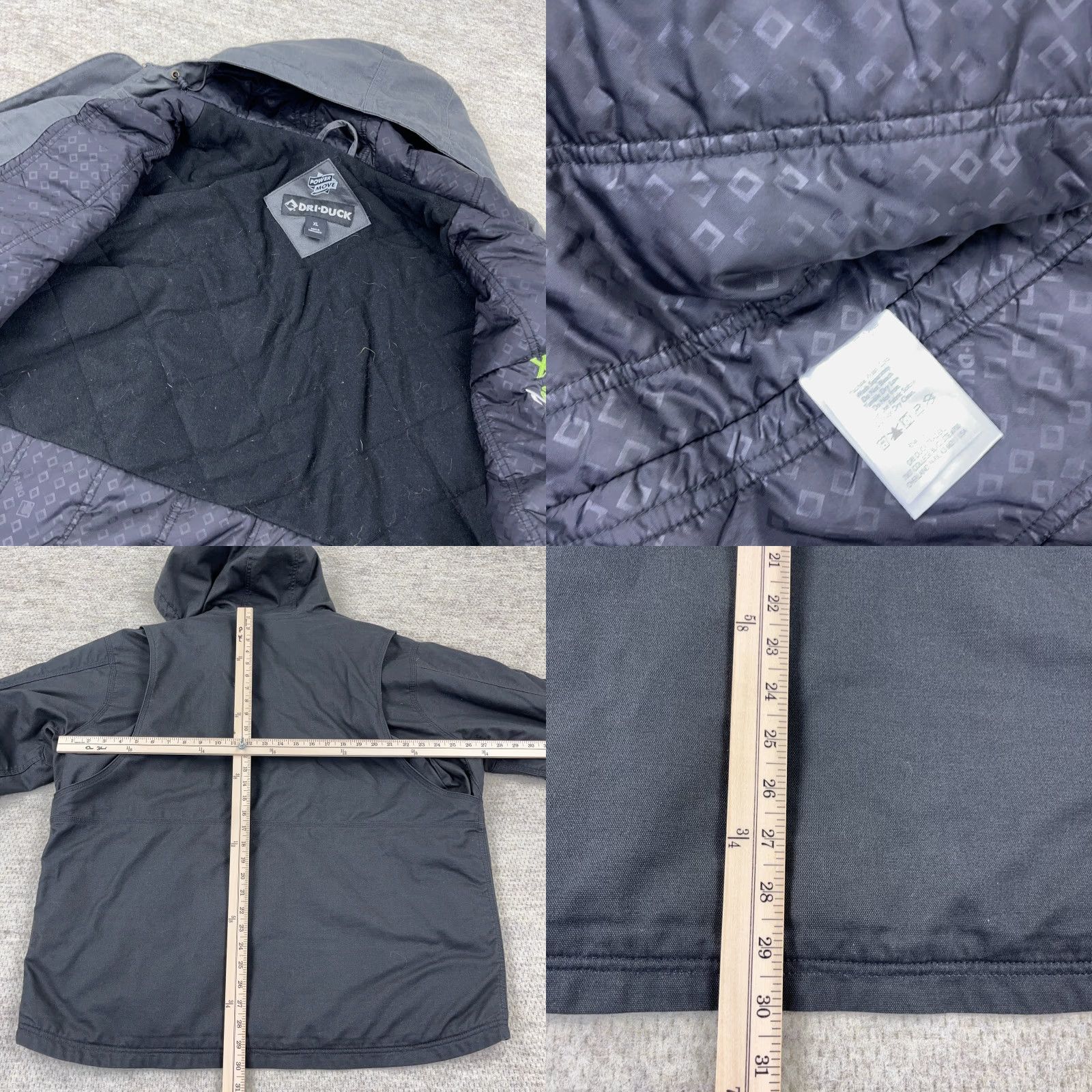 Vintage DRI DUCK Jacket Men XL Gray Canvas Hooded Work Wear Power Move Lined Adult Size US XL / EU 56 / 4 - 8 Thumbnail
