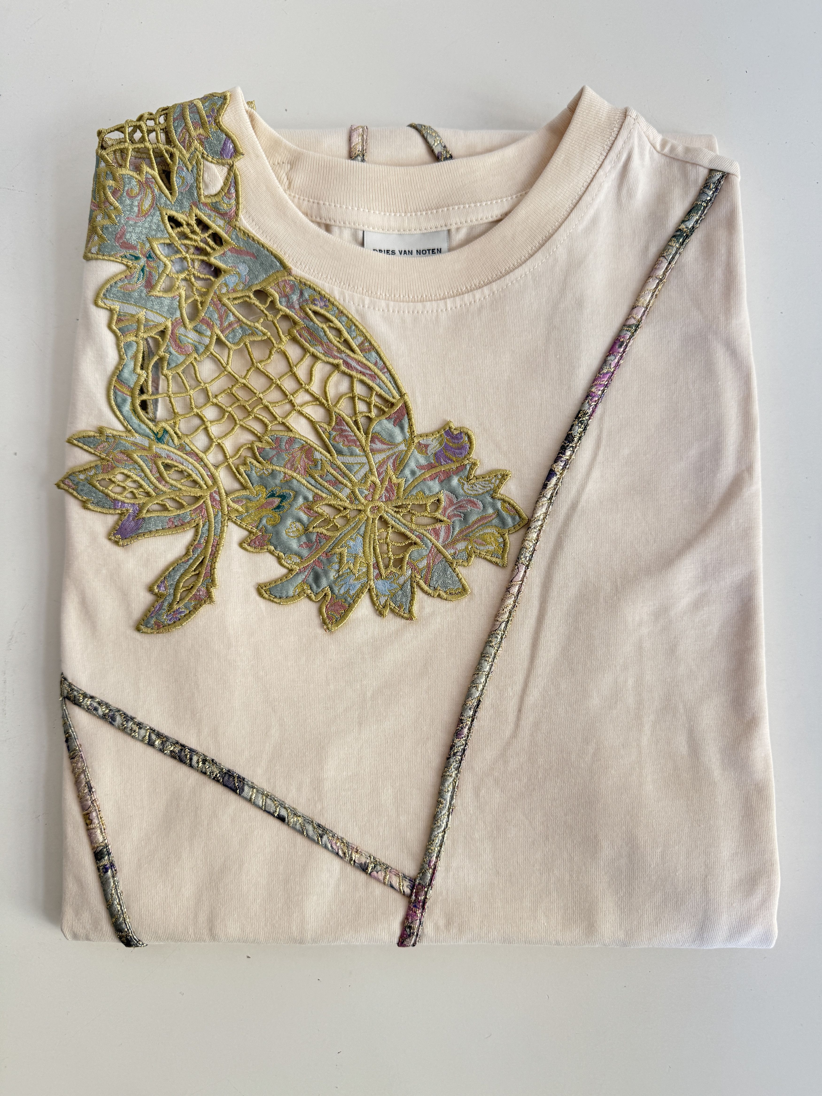 Dries Van Noten LACE AND BROCADE-TRIMMED COTTON-BLEND MIDI DRESS IN ECRU Size XS / US 0-2 / IT 36-38 - 7 Thumbnail