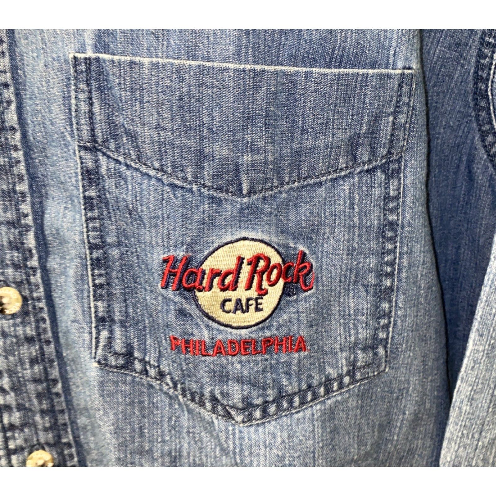 Hard Rock Cafe Hard Rock Cafe Shirt Denim Long Sleeve Button-Up M Blue Mens Philadelphia Size US M / EU 48-50 / 2 - 3 Thumbnail
