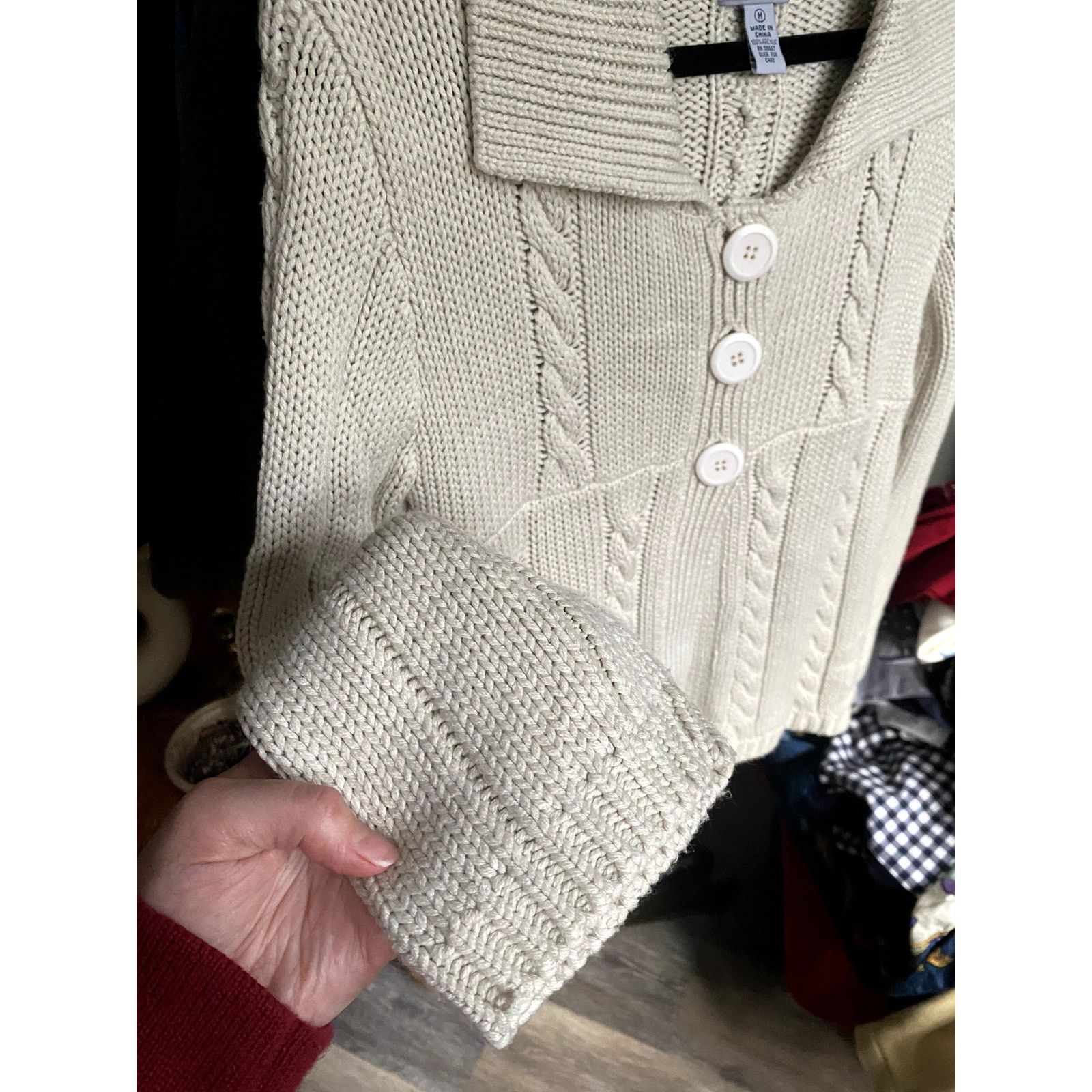 Other Pacific Heights Y2K Cream Cable Knit Babydoll Cardigan Med Size M / US 6-8 / IT 42-44 - 3 Thumbnail
