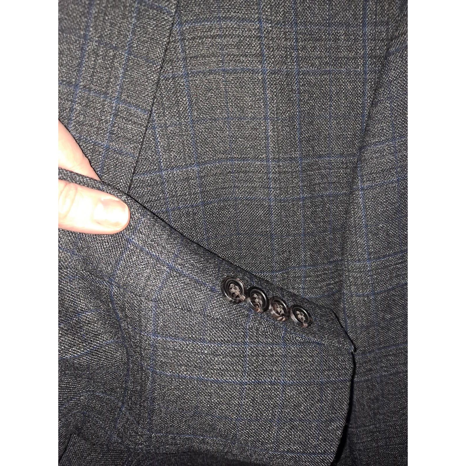 Ralph Lauren Ralph Lauren Black with Blue Plaid 2 Button Wool Blazer Size Size 50R - 6 Thumbnail