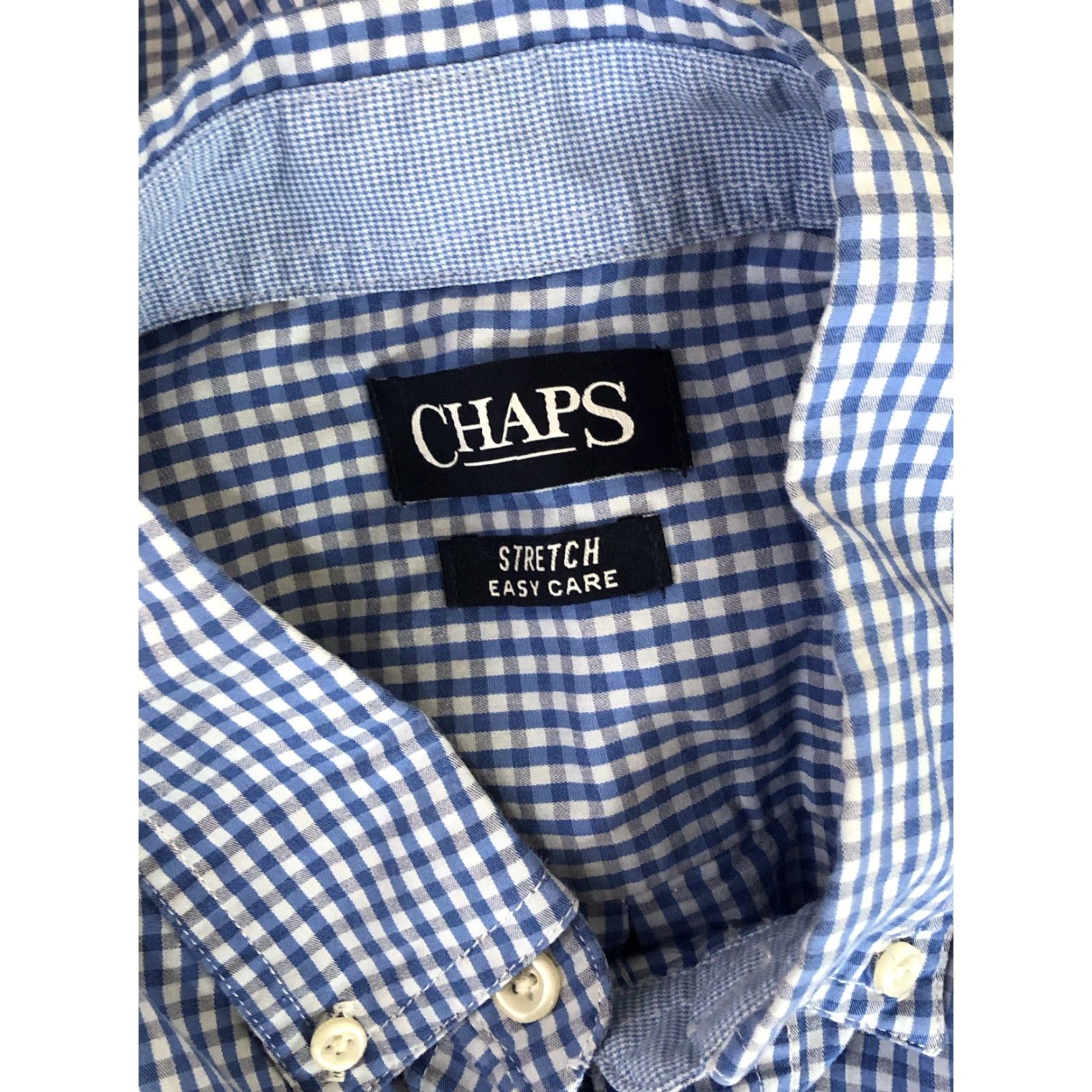 Chaps RL Chaps Oxford Button Up L Blue White Gingham Plaid Long Sleeve Pocket Preppy Size US L / EU 52-54 / 3 - 4 Thumbnail