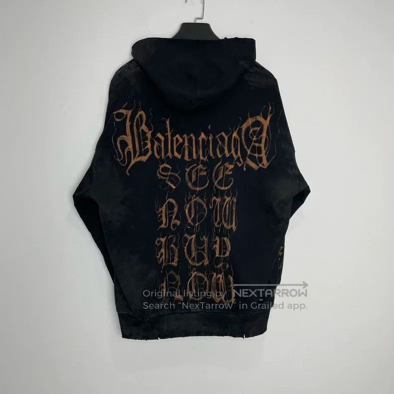 Balenciaga Balenciaga Mud-Dyed Sanskrit Zipper Hoodie Size US M / EU 48-50 / 2 - 2 Thumbnail