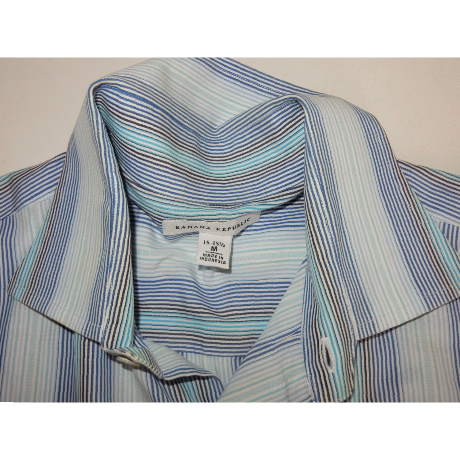 Banana Republic VINTAGE Banana Republic Men's Shirt Long Sleeve Button-Up Size M Blue Striped Cotton Size US M / EU 48-50 / 2 - 4 Thumbnail