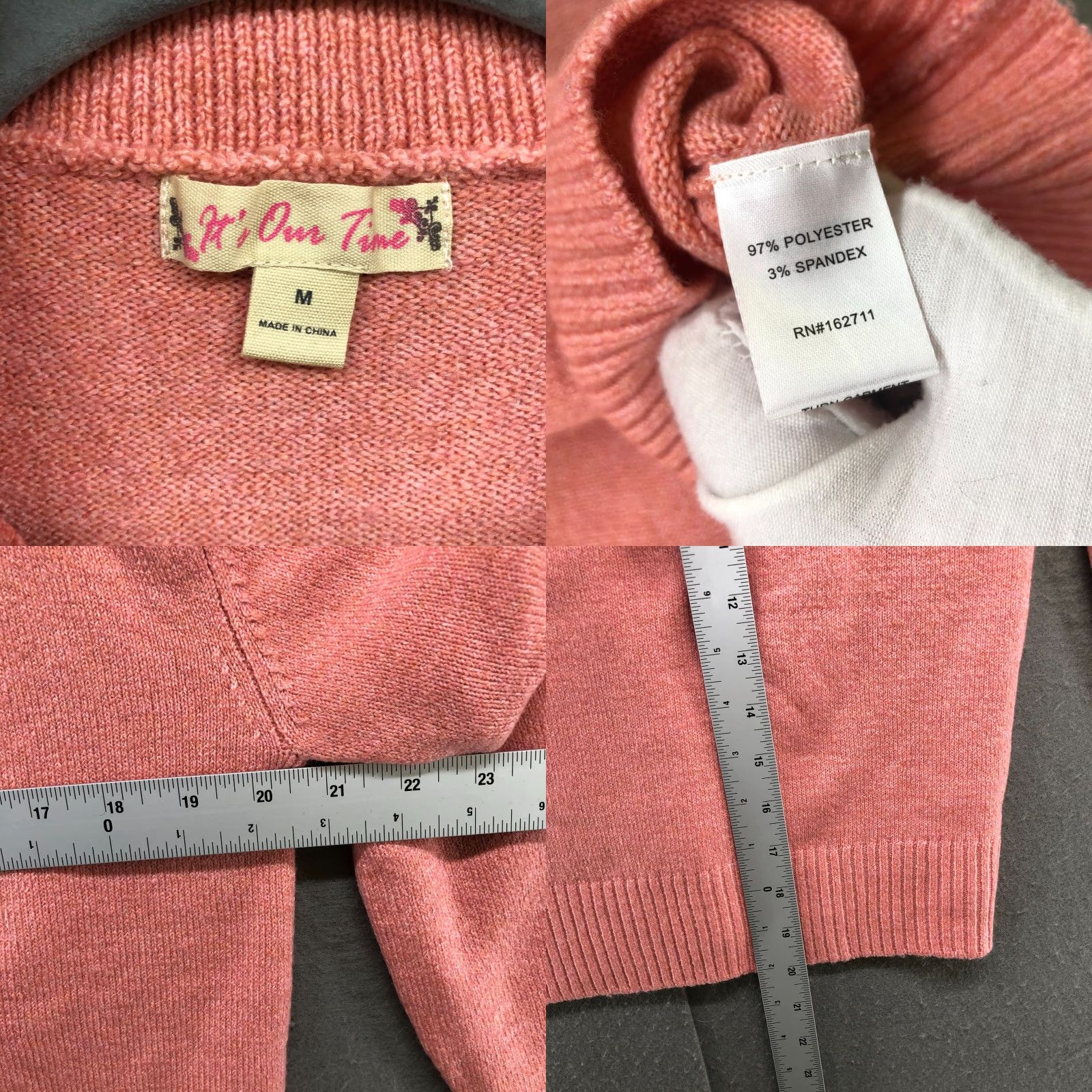 Vintage NWOT It's Our Time Collared Sweater Womens M Pink Lightweight Strech Split Neck Size M / US 6-8 / IT 42-44 - 8 Thumbnail