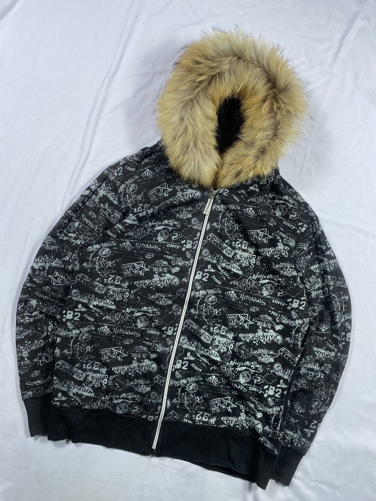 If Six Was Nine Crazy Faded Black Bad Boy fur hoodie Gothic punk Size US L / EU 52-54 / 3 - 3 Thumbnail