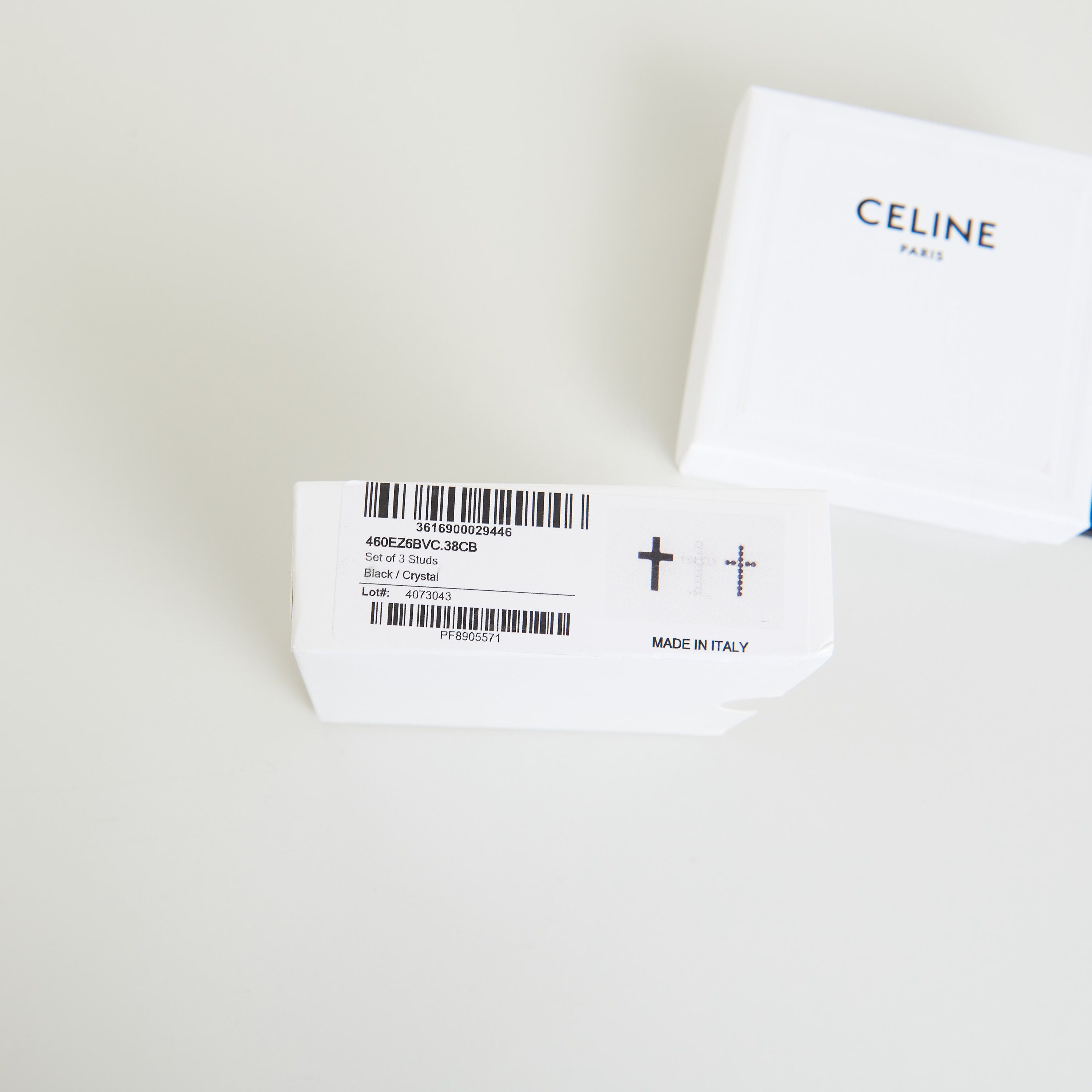 Celine Cross Studs, Brass With Rhodium Finish, Crystals And Varnish Size ONE SIZE - 6 Thumbnail