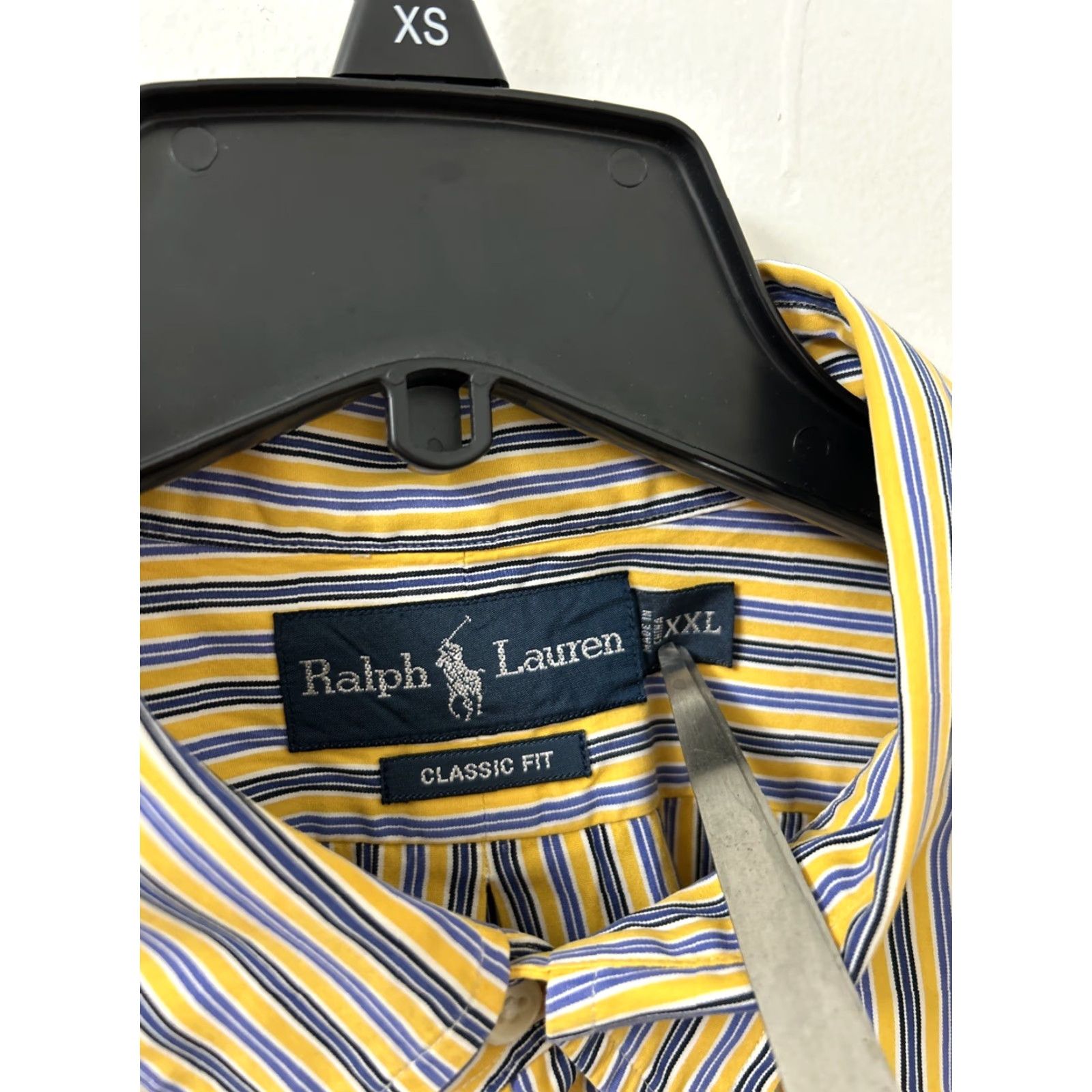 Polo Ralph Lauren VINTAGE Ralph Lauren Shirt Mens 2XL Yellow Blue Striped Classic Fit Button Down L/S Size US XXL / EU 58 / 5 - 6 Thumbnail