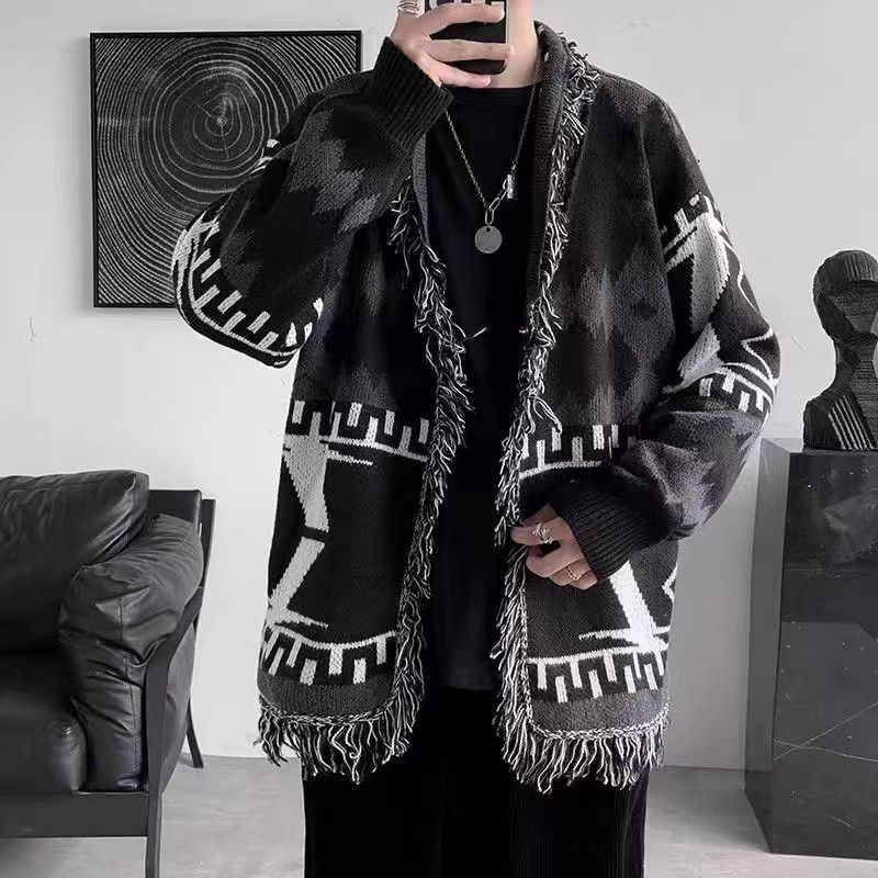 Japanese Brand × Vintage Retro Japanese raw edge knitted cardigan jacket Size US L / EU 52-54 / 3 - 1 Thumbnail