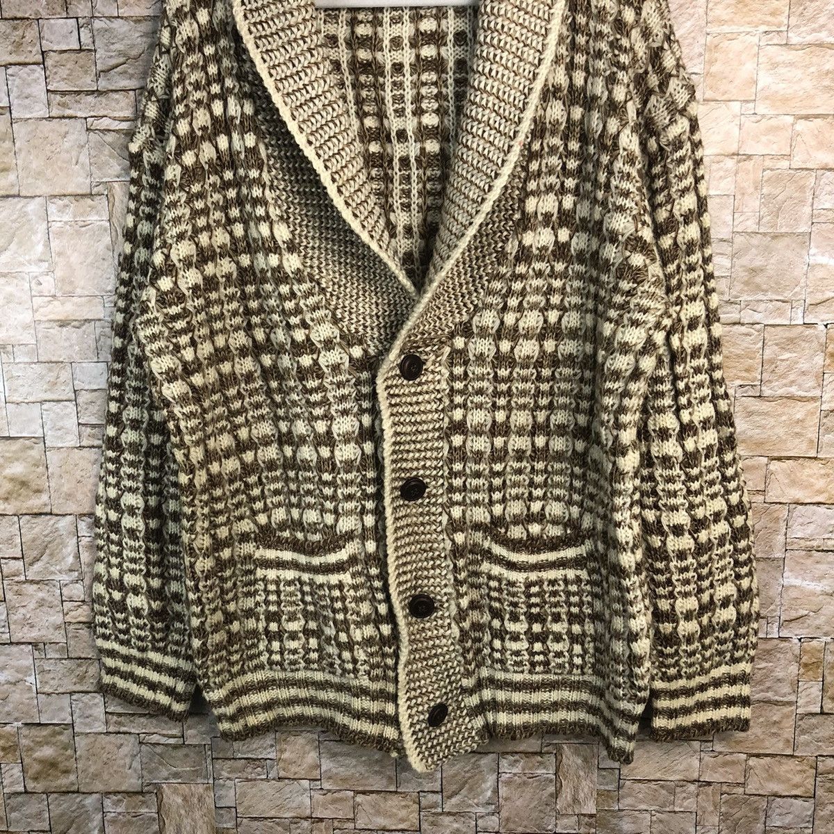 Homespun Knitwear × Japanese Brand Traditional Newsun Brown vintage Cardigan Knitwear #A179 Size US L / EU 52-54 / 3 - 3 Thumbnail