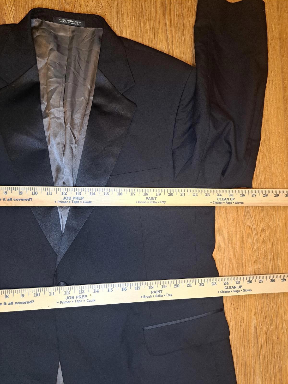 Stafford Stafford Tuxedo Jacket Mens 46L Black Virgin Wool Woolmark Size 46L - 11 Thumbnail