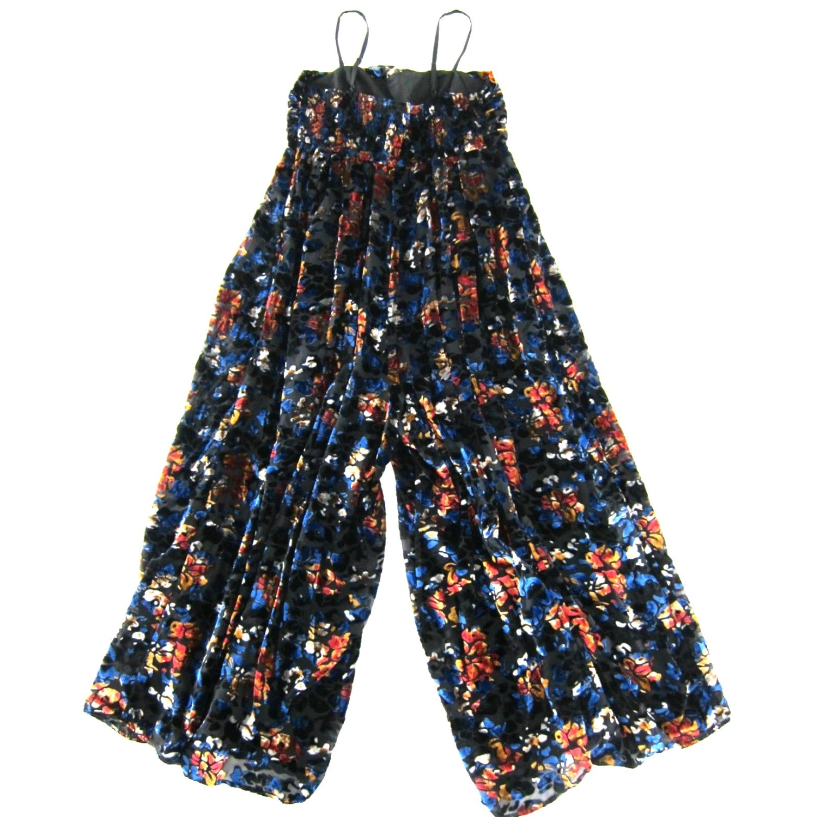 Anthropologie NWT Hutch Anthropologie Velvet Blue Motif Pocket Wide Leg Romper Jumpsuit Large Size 36" / US 14 / IT 50 - 2 Thumbnail